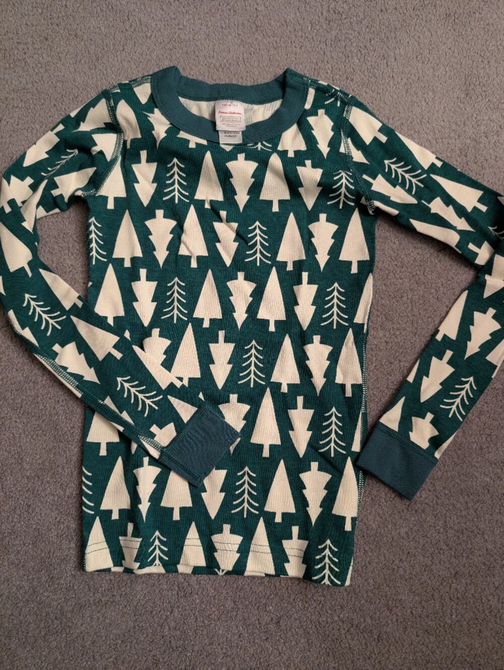 Kids Hannah Anderson Green & Cream Tree Print Thermal Top